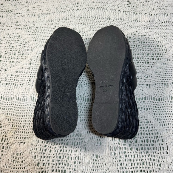 Vince Black Leather Wedges *Gilian Espadrille Wedges* Size 8.5 - Picture 4 of 7